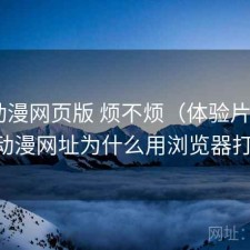 age动漫网页版 烦不烦（体验片段），age动漫网址为什么用浏览器打不开